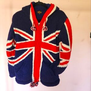 Union jack cardigan british flag warm sweater small